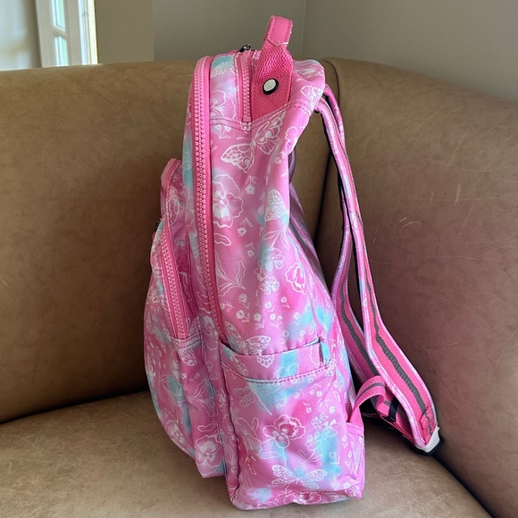 Kipling Seoul Laptop Backpack Garden Clouds Pink/White/Blue Floral/Butterfly NWT - Picture 5 of 16